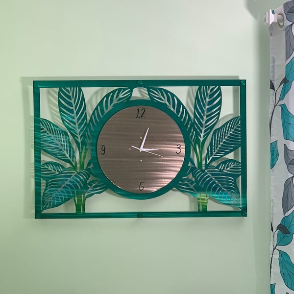 Modern Leaf Wall Clock | Home Decor | Tropical Coastal Jungle | Beach House Decoration | Safari Nursery