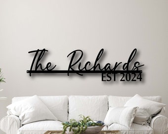 Personalized Family Name Metal Sign with Powder Coat | Bedroom Decor | Master Bedroom Wall Decor | Wedding Gift | Modern Farmhouse