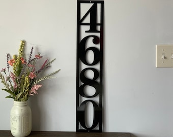 Vertical Metal Address Sign with Powder Coat | House Numbers