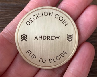 Personalized Decision Coin | Xmas Christmas Gift | Engraved Brass Coin | Anniversary Gift | Wedding Gift | 40mm Brass Challenge Coin