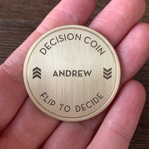Personalized Decision Coin | Xmas Christmas Gift | Engraved Brass Coin | Anniversary Gift | Wedding Gift | 40mm Brass Challenge Coin