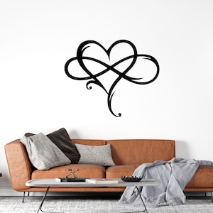Infinity Heart Metal Wall Art | Indoor Outdoor | Home Decor | Powder Coated | Steel Wall Decor