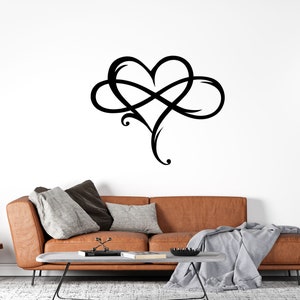 Arte de pared de metal con forma de corazón infinito / Decoración para interiores y exteriores / Decoración del hogar / Recubrimiento en polvo / Decoración de pared de acero