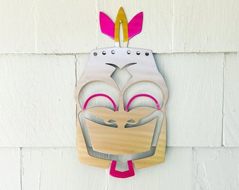 Tiki Woman Smiling Metal Wall Art | Hawaiian Decor with Powder Coat | Indoor Outdoor Home Decoration | Tropical Beach Vibe | Happy Female