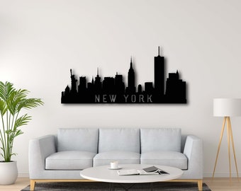New York City Skyline Metal Wall Art with Powder Coat | N.Y.C N.Y. | Outdoor Wall Decor | Freedom Tower | Skyline Decor