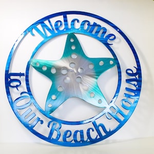 Personalized Starfish Sign - Customizable Weatherproof Door Hanger or Metal Wall Art