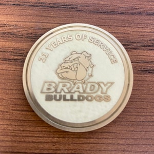 Engraved Brass Sports Team Logo 40mm Challenge Coin | Graduation Gift | School Retirement Gift | Sports Logo | Coach Retirement Gift