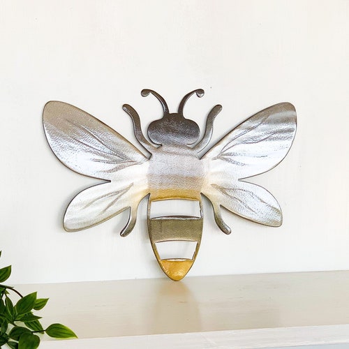 Bee Metal Wall Art With Powder Coat Thick Metal Multiple Etsy