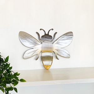 Bee Metal Wall Art with Powder Coat | Small Decor Piece | Outdoor Wall Art | Beekeeper Apiary Gift | Made in USA