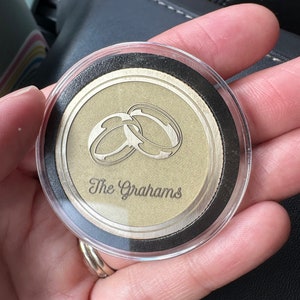 Engraved Wedding Brass Coin with Wedding Bands | Wedding Favor Coin | Anniversary Gift | Wedding Gift | Valentines Day Gift