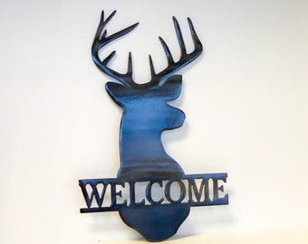 Personalized Deer Antler Metal Wall Art | Farmhouse Outdoor Decor | Custom Gift