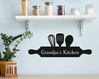 Personalized Kitchen Sign | Powder Coat | Kitchen Decor | Custom Sign for Kitchen | Rolling Pin Custom Wall Art | Valentine's Day Gift