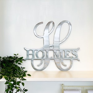 Personalized Script Monogram | Initial and Last Name Letter Wall Art | Wedding Gift | Entryway Decor