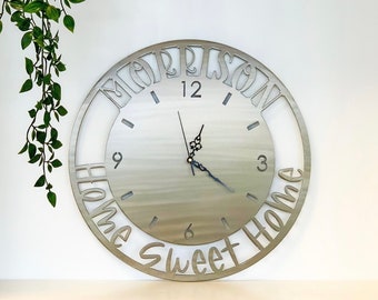 Personalized Wall Clock | Metal Wall Art | Last Name & Est Date | Wedding Gift | Custom Anniversary Gift | Waiting Room Decor