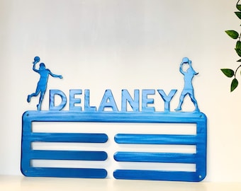 Personalized Sports Medal Ribbon Rack Metal Wall Art with Powder Coat and Matching Screws