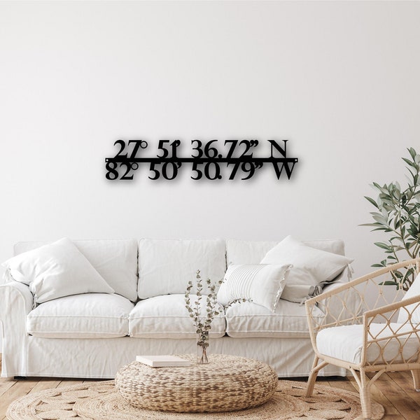 GPS Coordinates Metal Wall Art | Indoor Outdoor Sign with Powder Coat | Latitude Longitude Sign | Home Decor | GPS Sign | Anniversary Gift