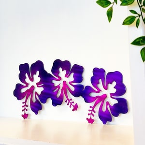 Metal Triple Hibiscus Wall Art w/ Powder Coat