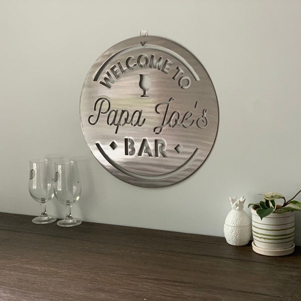 Personalized Bar Sign Metal Wall Art | Indoor Outdoor Home Decor | For Home Bar | Housewarming Gift