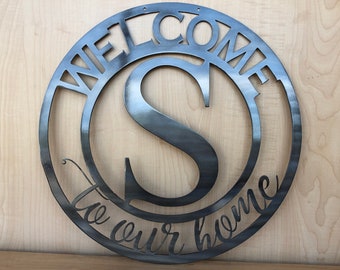 Welcome To Our Home Personalized Wall Art | Front Door Wreath | Monogram Door Hanger | Outdoor Decor | Spring Outdoor Decor