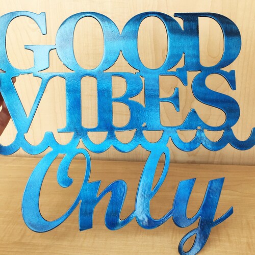 Good Vibes Only Metal Wall Art Sign With Waves and Powder Coat Etsy