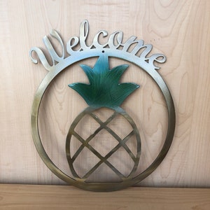 Welcome Pineapple Metal Wall Art image 1