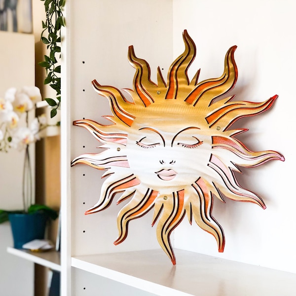 Sun In Splendor Metal Wall Art | Southwest Decor | Sun Face Art | Outdoor Wall Decoration