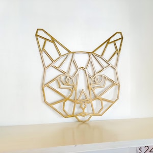 Geometric Cat Face Metal Wall Art