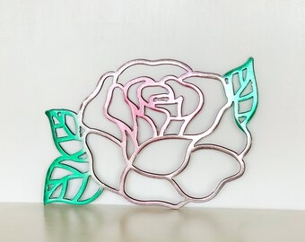Geometric Rose Metal Wall Art | Garden Home Decor | Outdoor Decor | Floral Decoration | Flower Art | Valentine's Day Gift for Her