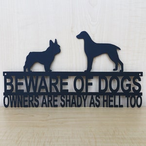 Personalized Beware of Dogs Metal Sign | Powder Coater Metal Outdoor Decor | Dog Lover Gift | Dog on Duty