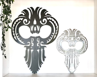 Hawaiian Warrior Helmet with Powder Coat Metal Wall Art