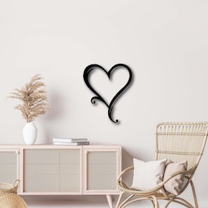 Heart with Scroll Detail Metal Wall Art | Whymsical Heart Home Decor | Wall Hanging Living Room | Anniversary Gift | Wedding Gift