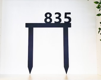 Modern Metal Address Number Yard Stake with Powder Coat, Any Color