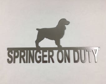 Springer On Duty Metal Wall Art Dog sign