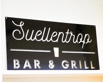 Personalized Bar & Grill Rectangle Sign Metal Wall Art | Outdoor Patio Decor | Wine Cellar and Home Bar | Basement Decor