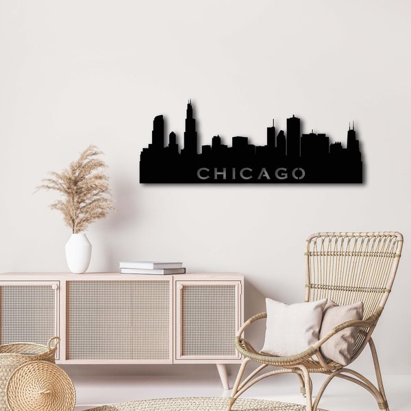 Chicago Skyline Metal Wall Art Etsy