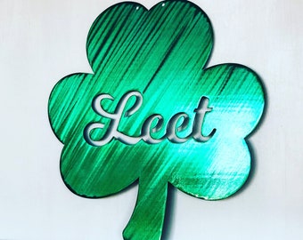 Personalized Shamrock Last Name Monogram Metal Wall Art