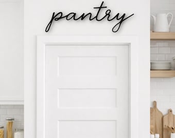 Pantry Metal Wall Art: Vintage Farmhouse Script, Powder Coat Finish