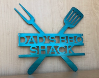 Personalized BBQ Grill Metal Wall Art: Smoker Outdoor Decor