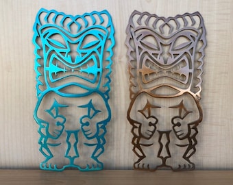Tiki Figure Metal Wall Art Hawaiian Decor with Powder Coat | Indoor Outdoor Home Decoration | Tropical Beach Vibe