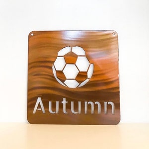 Personalized Metal Soccer Wall Art with Name, Choose Your Powder Coat Color