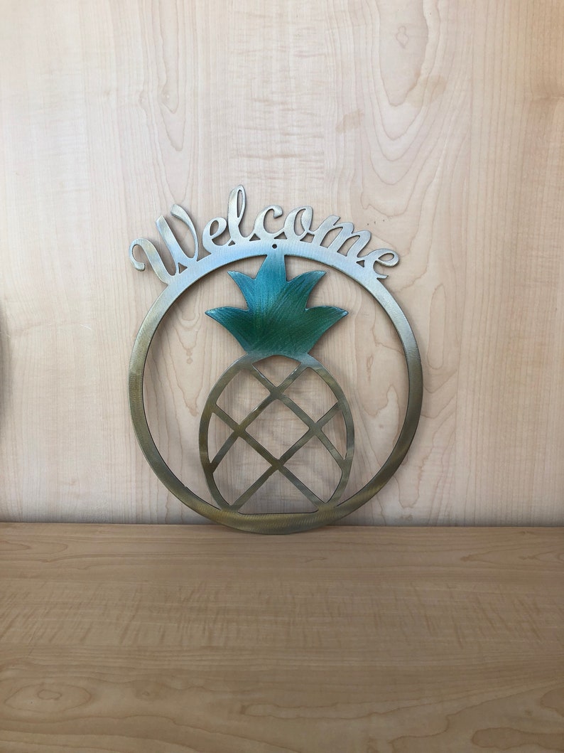 Welcome Pineapple Metal Wall Art image 5