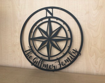 Personalized Compass Rose Metal Wall Art