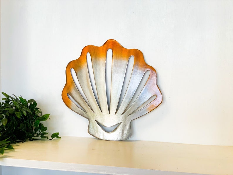 Sea Shell Metal Wall Art with Powder Coat Beach Theme Decor Tropical Wall Decor Outdoor Decoration Spring Home Decor image 1