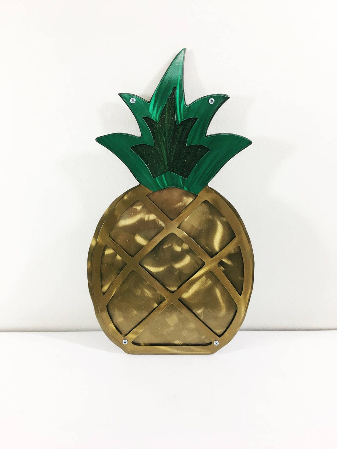Arte de pared de metal de 18 de piña de doble capa con capa en polvo ...