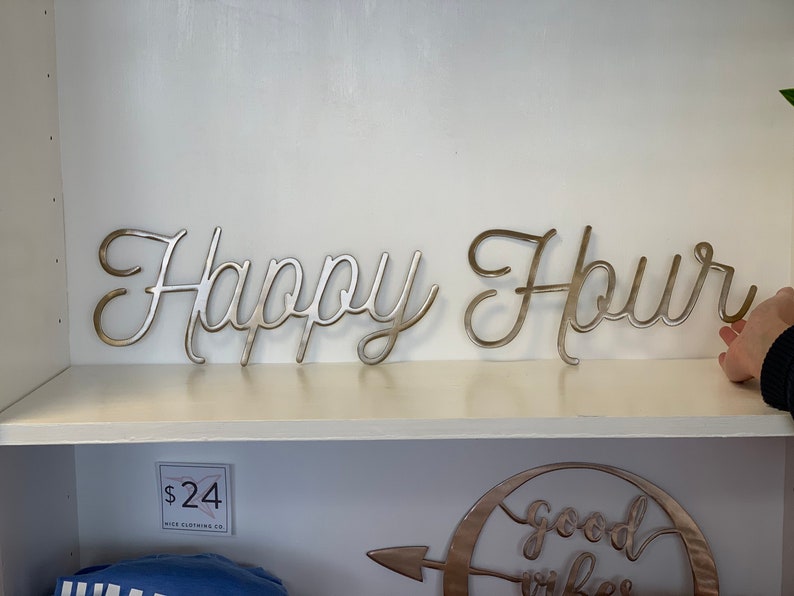 Happy Hour Metal Wall Art Barware Decor Drink Cart Sign Etsy