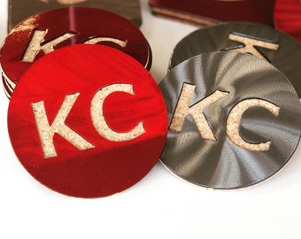 KC Steel & Cork Coasters, 4" with Powder Coat