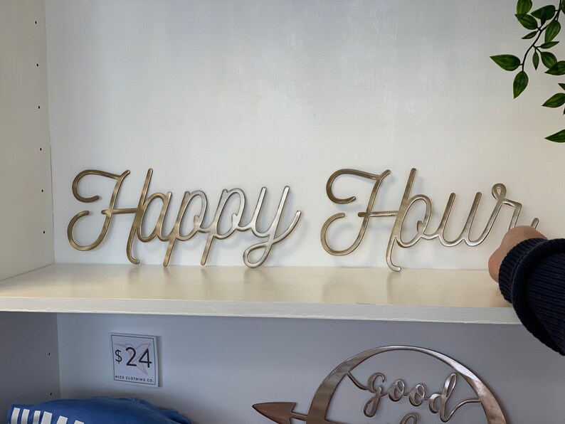 Happy Hour Metal Wall Art Barware Decor Drink Cart Sign Etsy