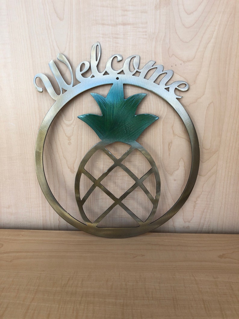 Welcome Pineapple Metal Wall Art image 1