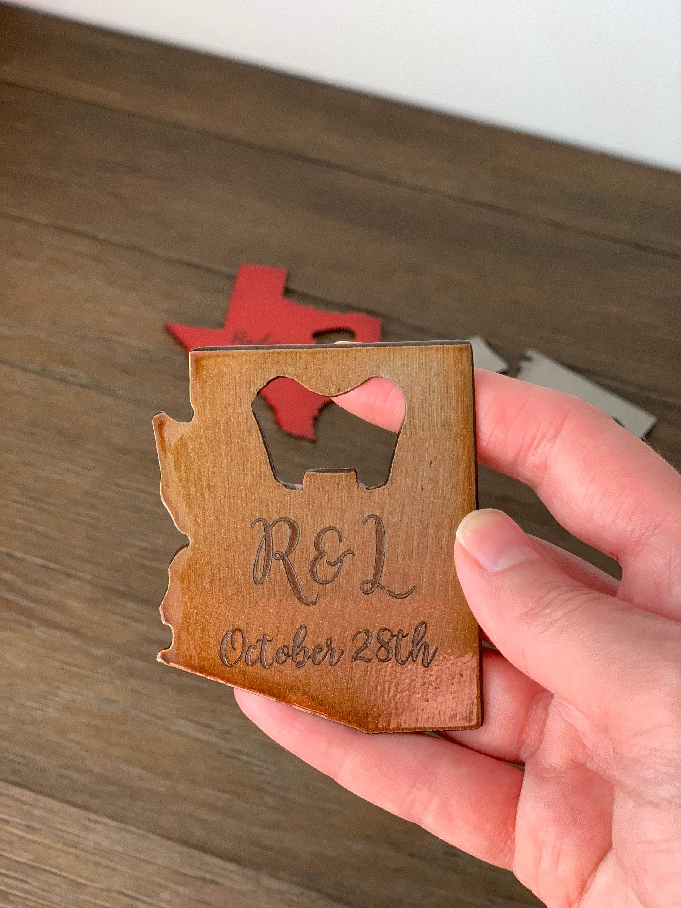 Engraved State Bottle Opener | Custom Text | Personalized | Wedding Favor | Bridesmaid Groomsman Gift | Travel Adventure