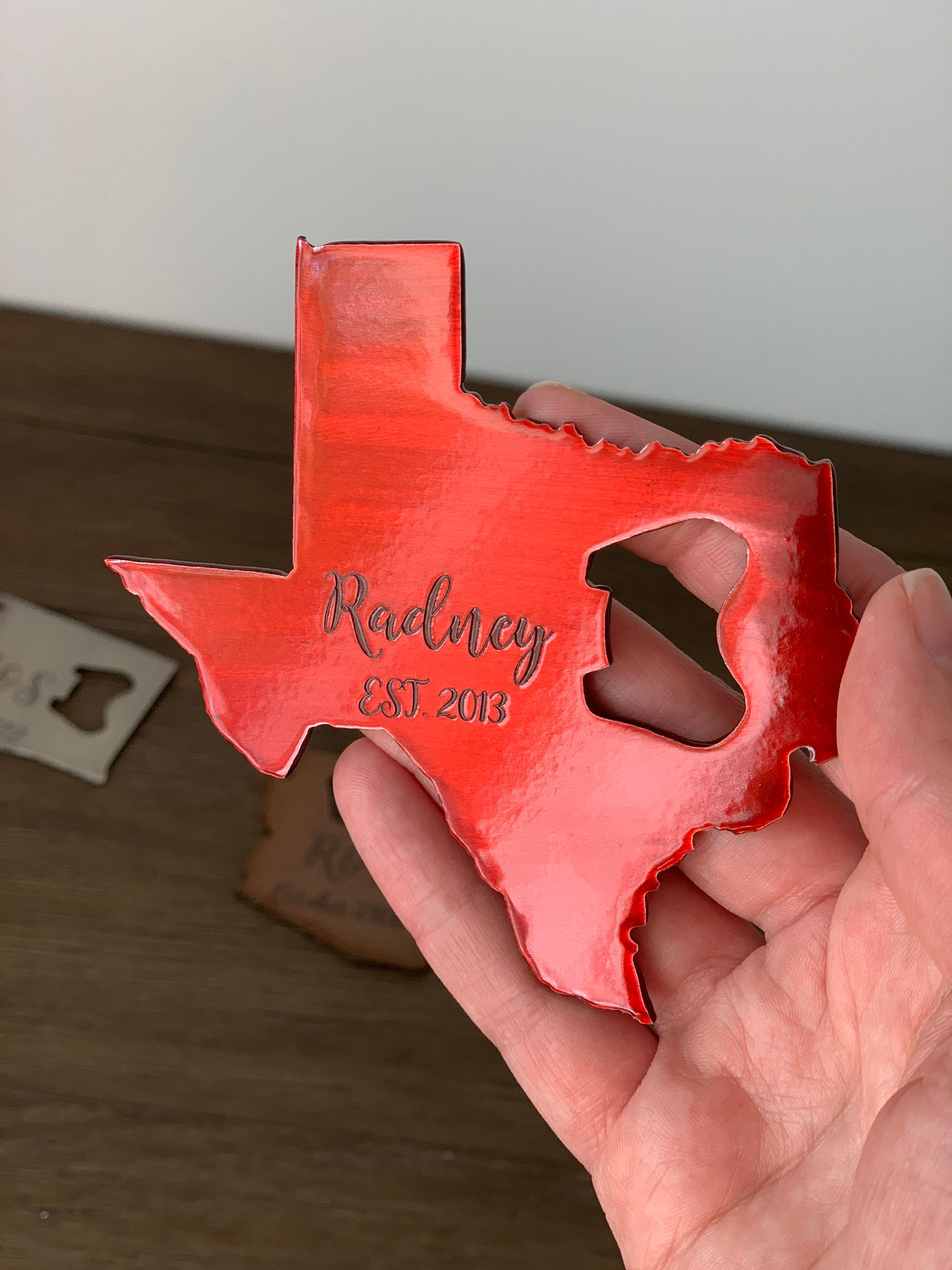 Engraved State Bottle Opener | Custom Text | Personalized | Wedding Favor | Bridesmaid Groomsman Gift | Travel Adventure